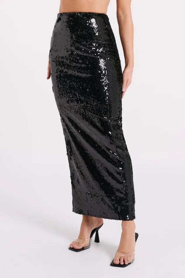 Women Meshki Dresses Cosette Sequin Maxi Skirt 8211 Black