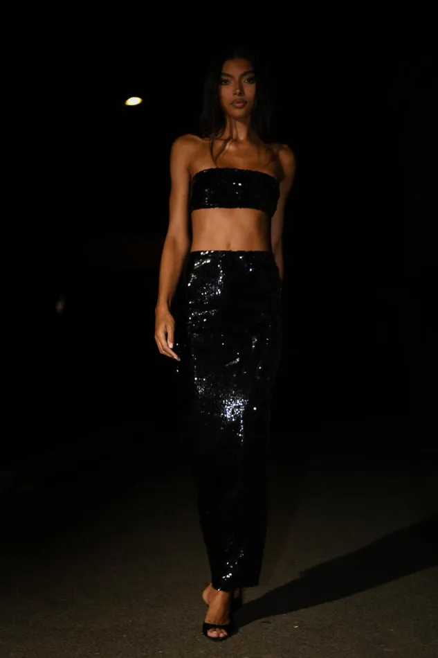 Women Meshki Dresses Cosette Sequin Maxi Skirt 8211 Black