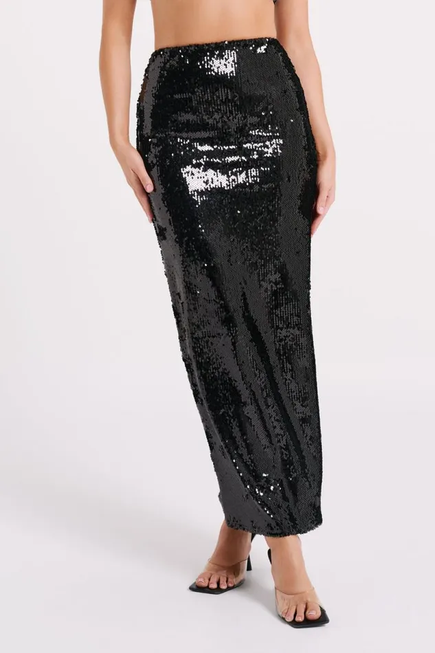 Women Meshki Dresses Cosette Sequin Maxi Skirt 8211 Black