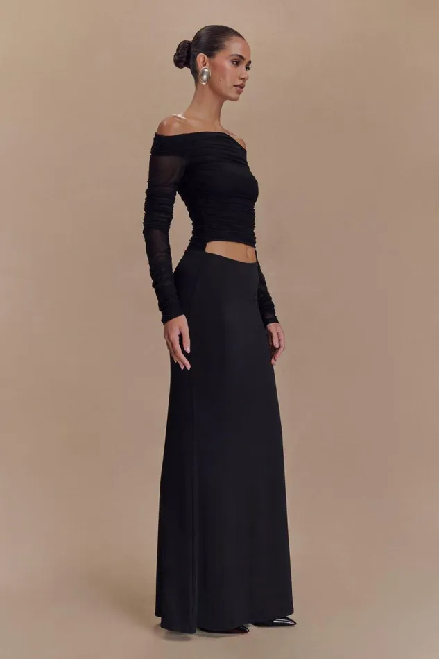 Women Meshki Dresses Darla Mesh And Slinky Off Shoulder Maxi Dress 8211 Black