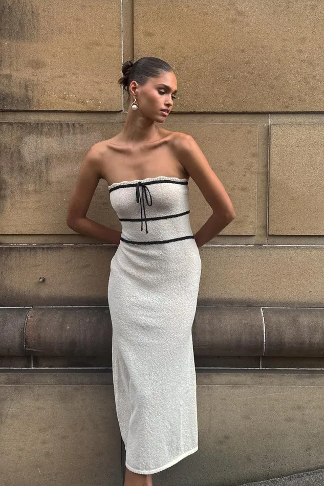 Women Meshki Dresses Dawn Strapless Knit Midi Dress 8211 Cream