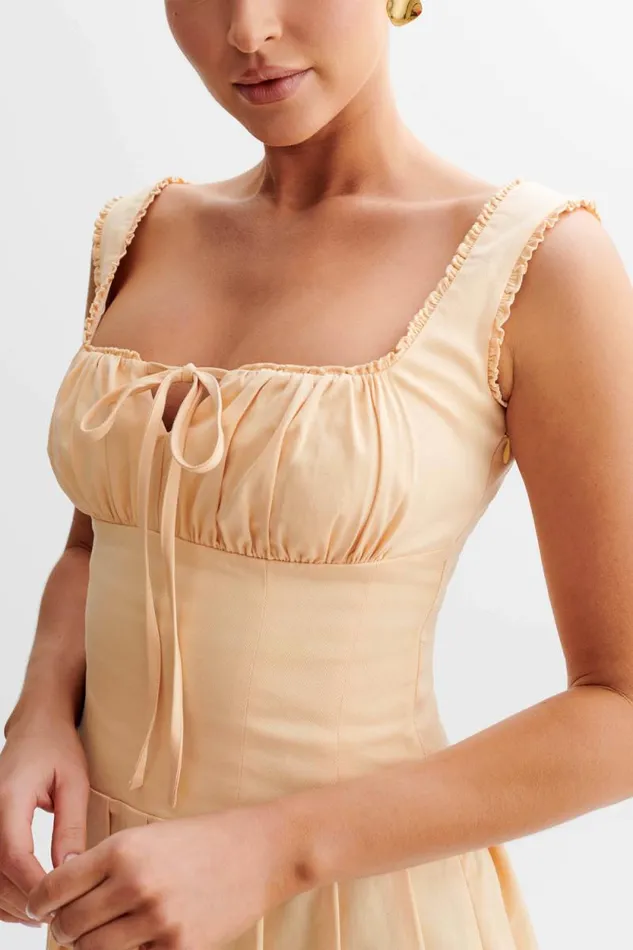 Women Meshki Dresses Donna Cotton Ruched Mini Dress 8211 Peach