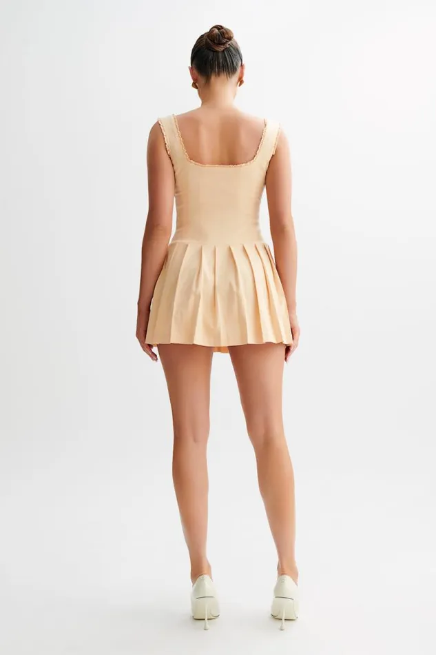 Women Meshki Dresses Donna Cotton Ruched Mini Dress 8211 Peach