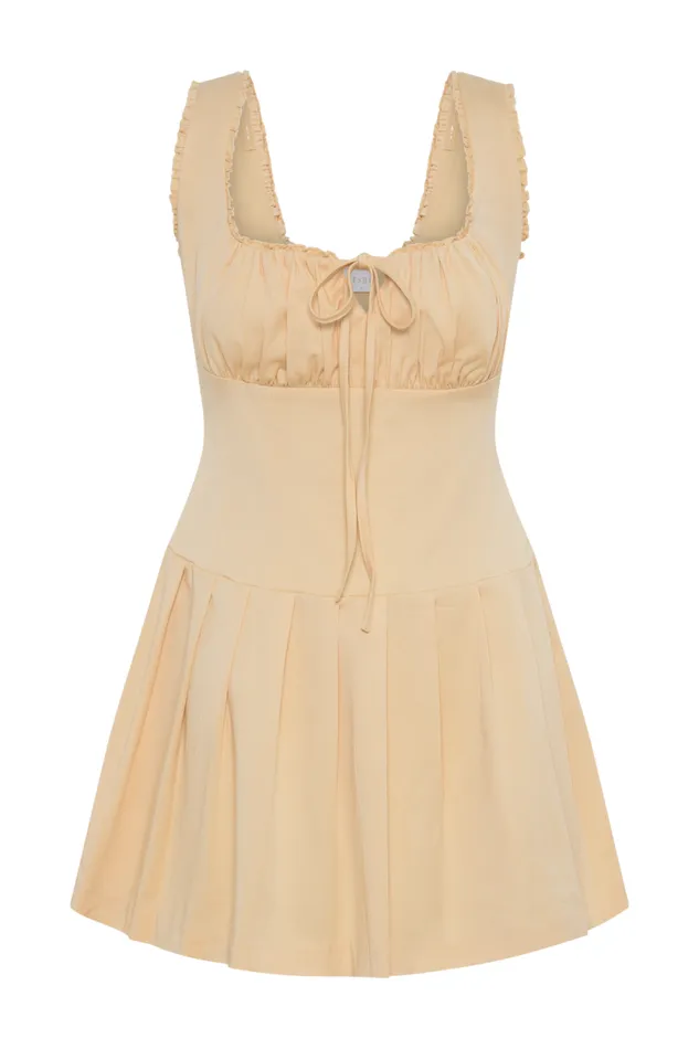 Women Meshki Dresses Donna Cotton Ruched Mini Dress 8211 Peach