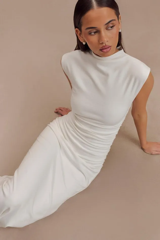 Women Meshki Dresses Elliot High Neck Sleeveless Maxi Dress 8211 White