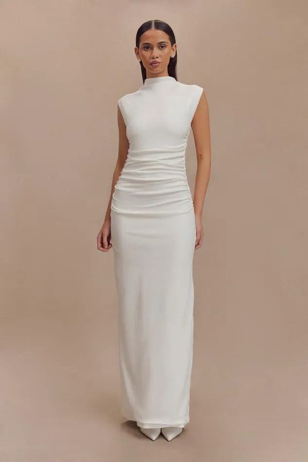 Women Meshki Dresses Elliot High Neck Sleeveless Maxi Dress 8211 White