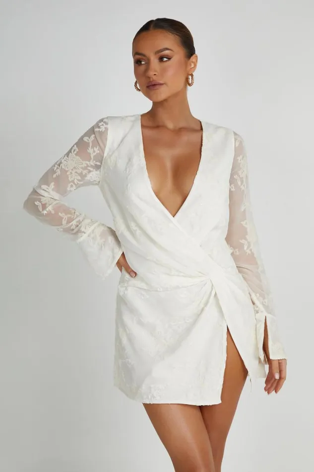 Women Meshki Dresses Emory Burnout Velvet Dress 8211 White