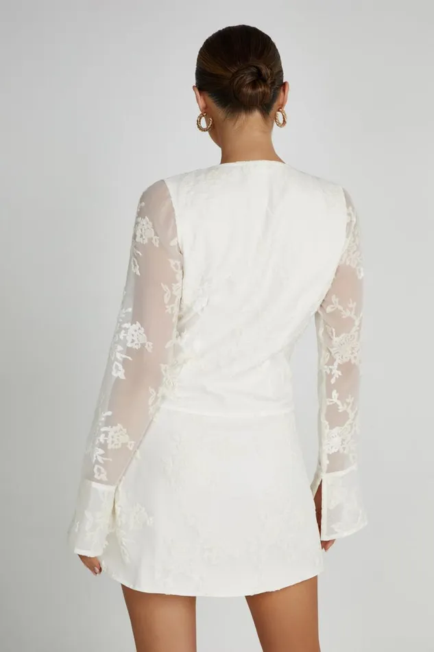 Women Meshki Dresses Emory Burnout Velvet Dress 8211 White