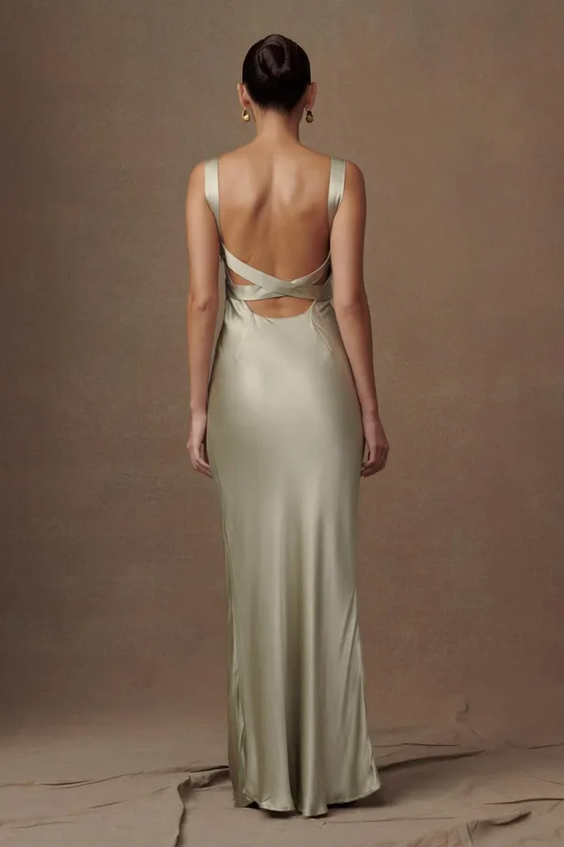 Women Meshki Dresses Ensley Satin Maxi Dress 8211 Sage