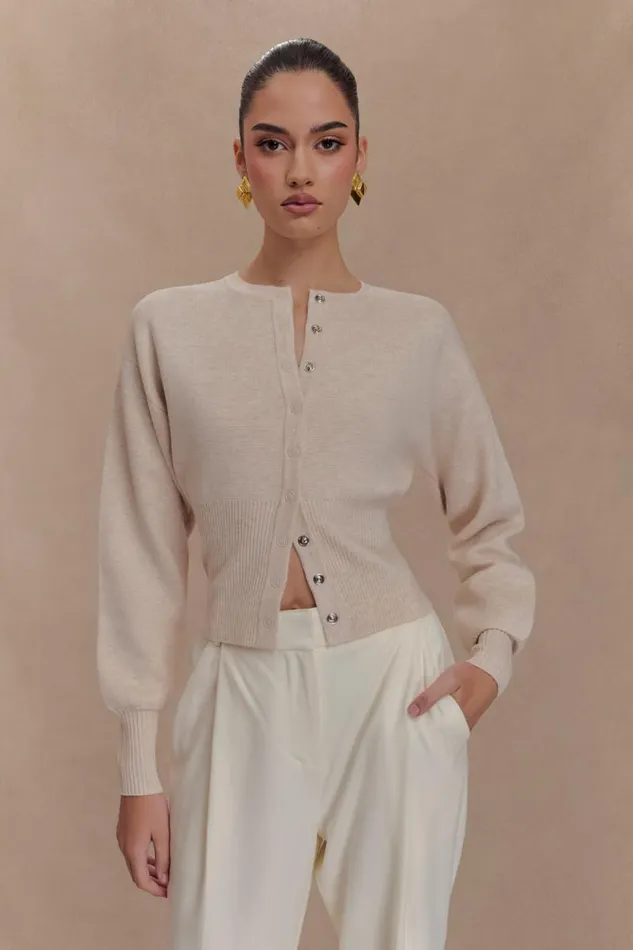 Women Meshki Dresses Ferne Button Up Knit Cardigan 8211 Oat Marle