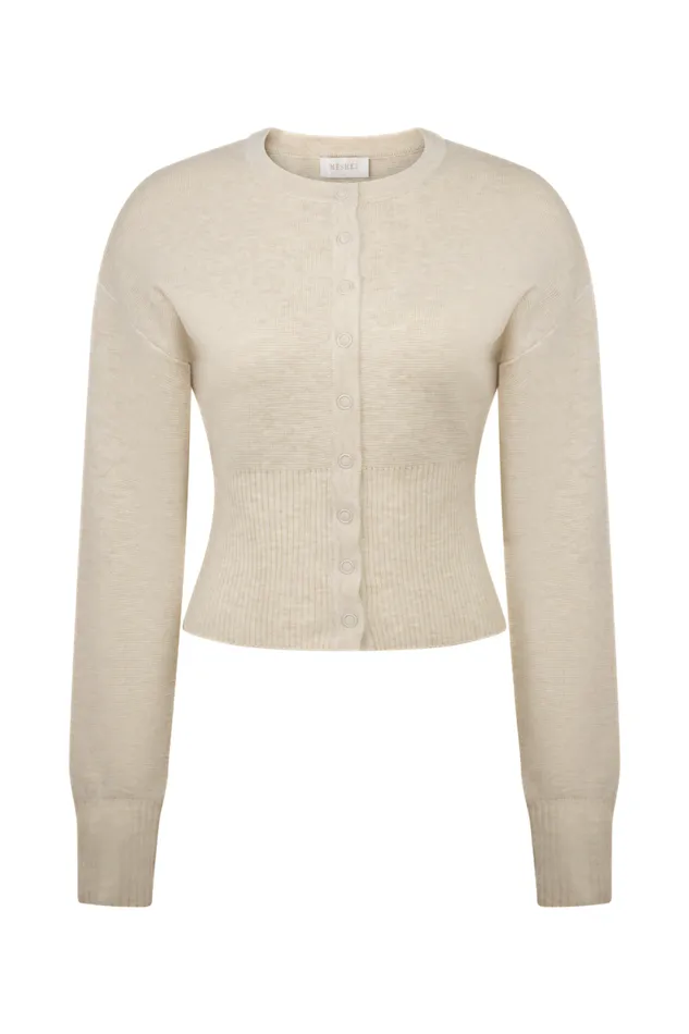 Women Meshki Dresses Ferne Button Up Knit Cardigan 8211 Oat Marle