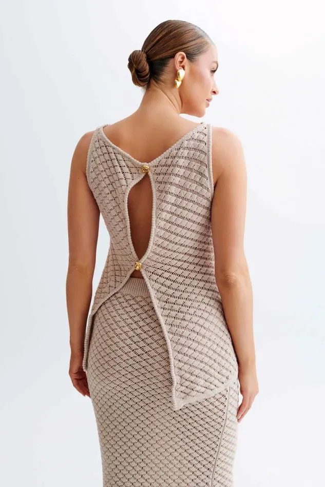 Women Meshki Dresses Guiliana Sleeveless Knit Top 8211 Tawny Grey