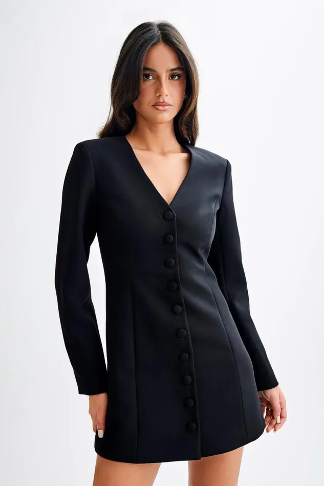 Women Meshki Dresses Hurley Long Sleeve Blazer Mini Dress 8211 Black