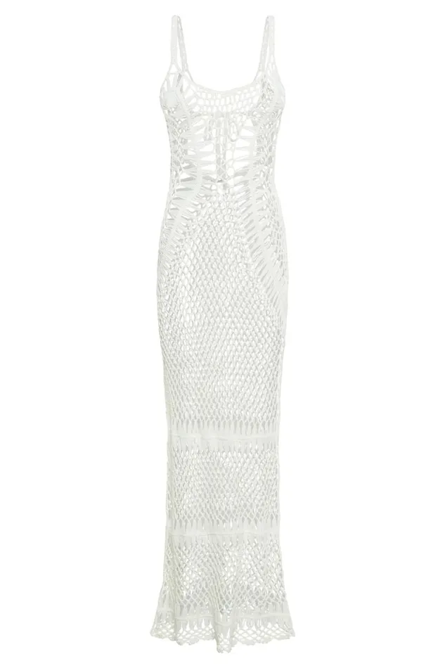 Women Meshki Dresses Josephine Crochet Maxi Dress 8211 White