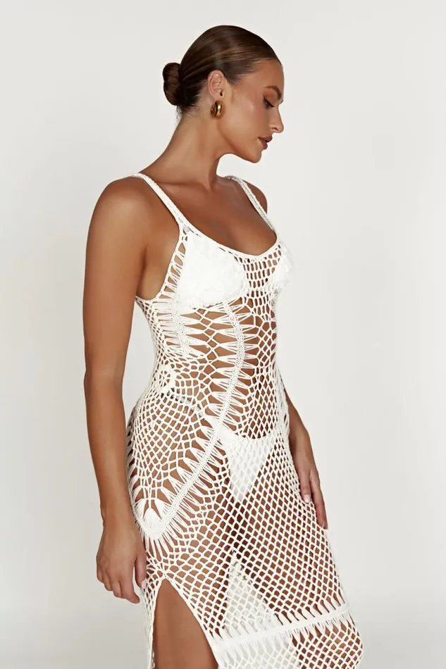 Women Meshki Dresses Josephine Crochet Maxi Dress 8211 White