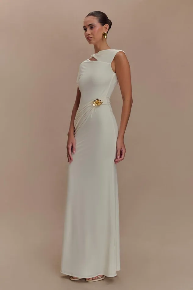 Women Meshki Dresses Kaida Slinky Maxi Dress With Hardware 8211 Ivory