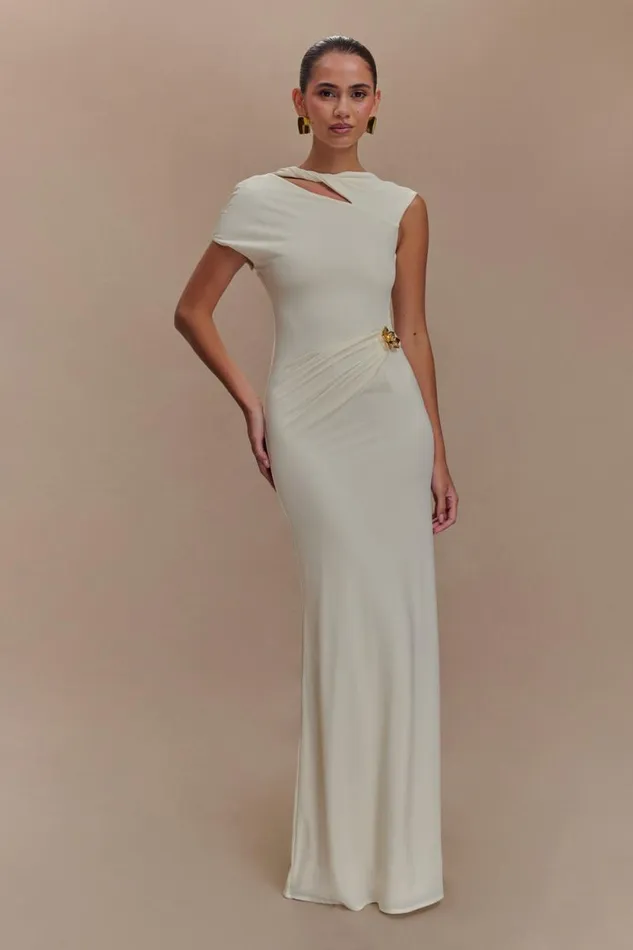 Women Meshki Dresses Kaida Slinky Maxi Dress With Hardware 8211 Ivory