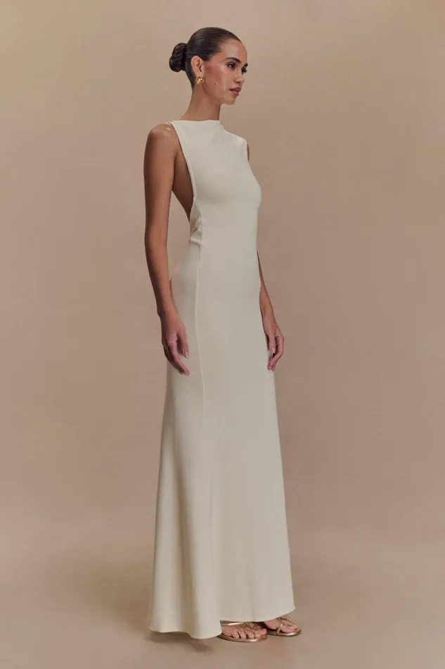 Women Meshki Dresses Katerina Scuba Jersey Cut Out Maxi Dress 8211 Ivory