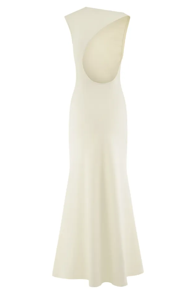 Women Meshki Dresses Katerina Scuba Jersey Cut Out Maxi Dress 8211 Ivory