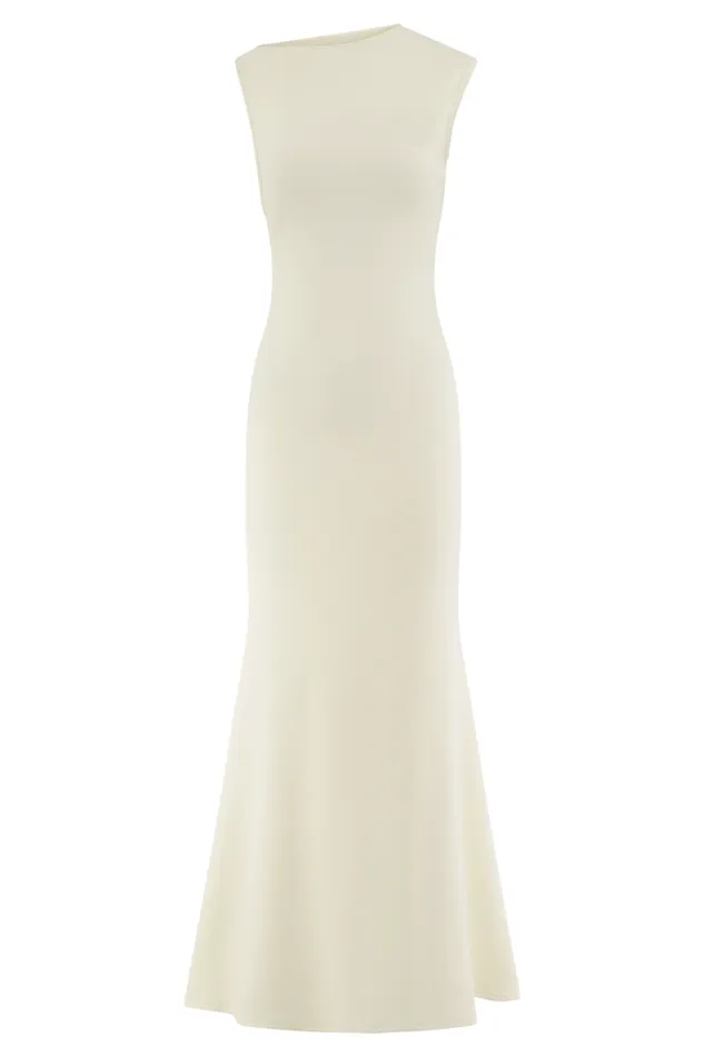 Women Meshki Dresses Katerina Scuba Jersey Cut Out Maxi Dress 8211 Ivory
