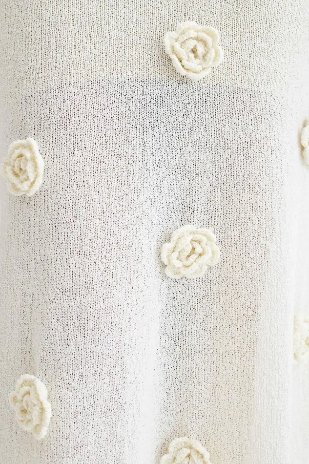 Women Meshki Dresses Kiki Off Shoulder Knit Rose Maxi Dress 8211 Ivory