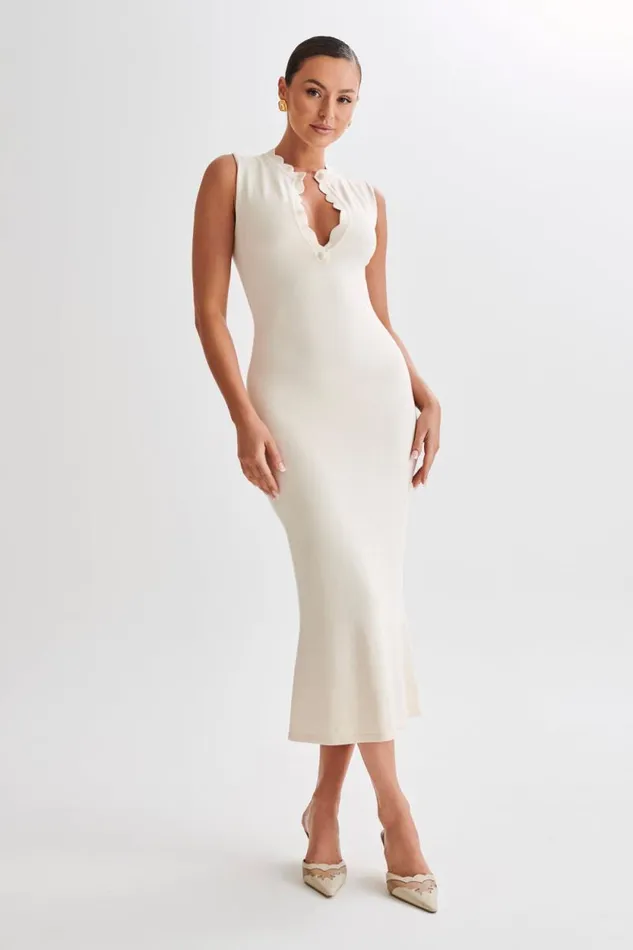 Women Meshki Dresses Korva Knit Midi Dress 8211 Ivory
