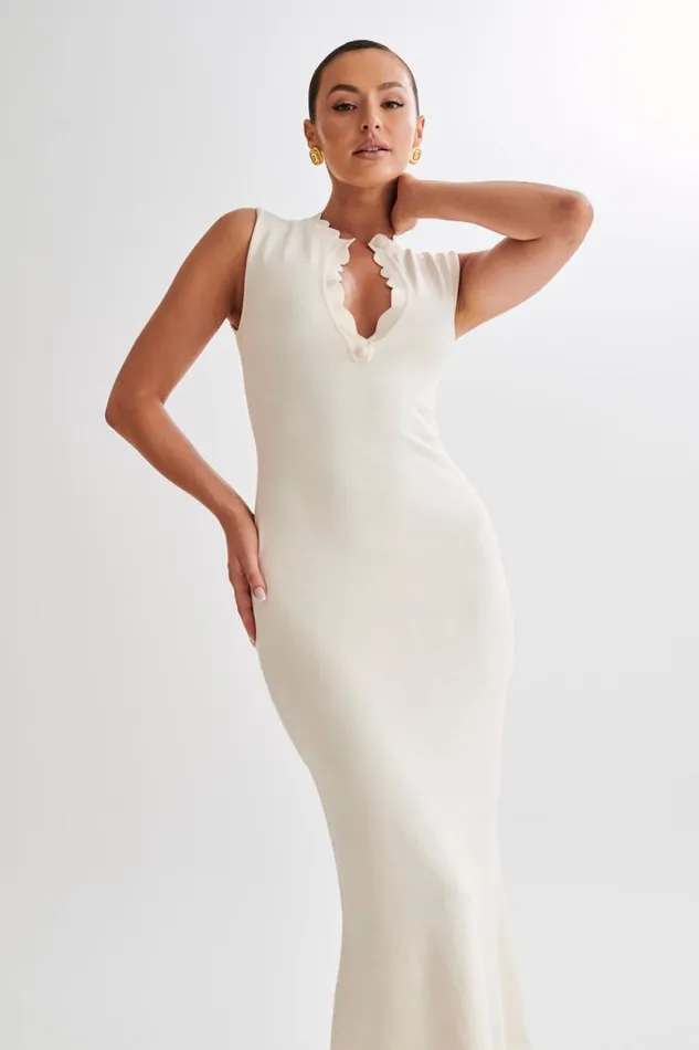 Women Meshki Dresses Korva Knit Midi Dress 8211 Ivory