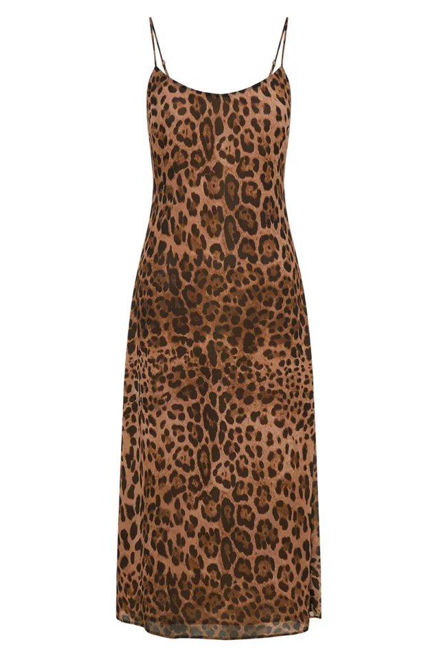 Women Meshki Dresses Leanne Chiffon Midi Dress 8211 Leopard Print