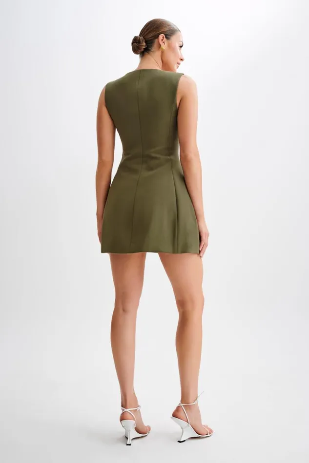 Women Meshki Dresses Lysandre Crepe Mini Dress 8211 Military Olive