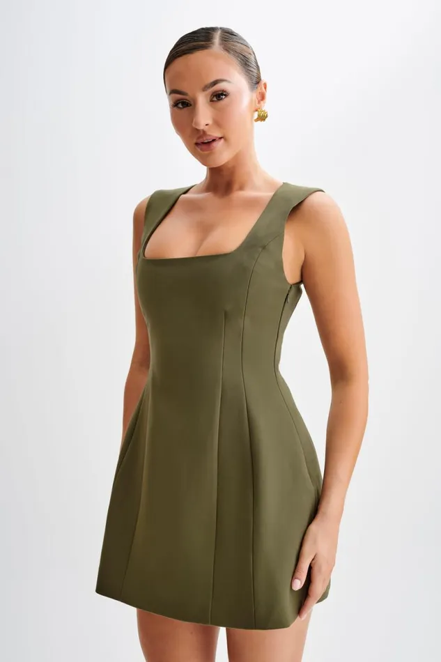 Women Meshki Dresses Lysandre Crepe Mini Dress 8211 Military Olive