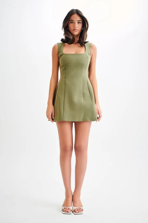 Women Meshki Dresses Lysandre Crepe Mini Dress 8211 Military Olive