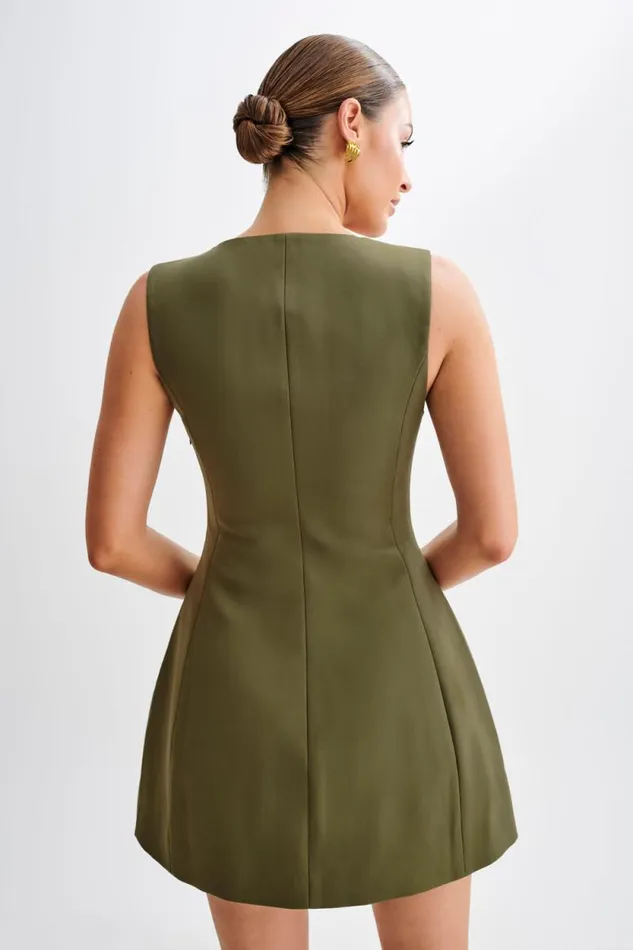 Women Meshki Dresses Lysandre Crepe Mini Dress 8211 Military Olive