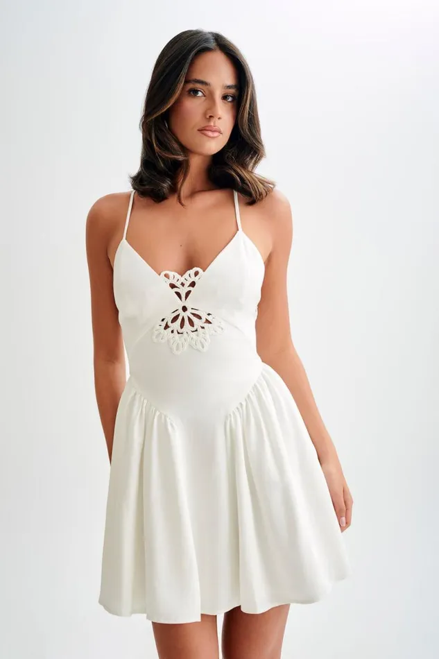Women Meshki Dresses Muriel Cotton Mini Dress With Crochet 8211 White