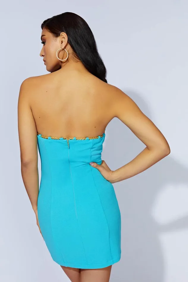 Women Meshki Dresses Noelle Chain Mini Dress 8211 Aquamarine