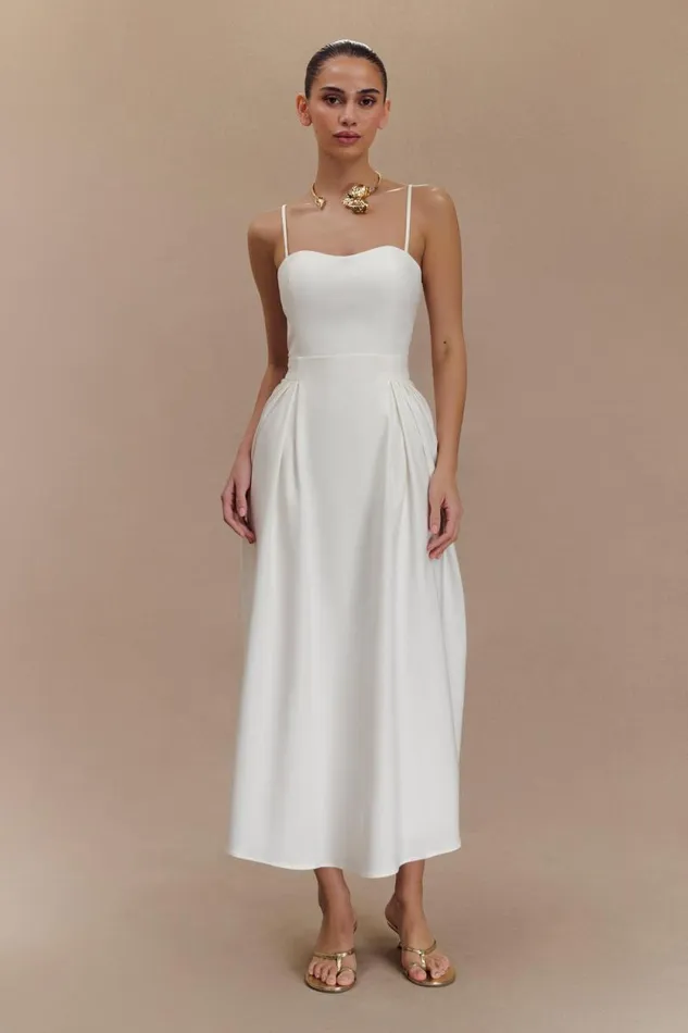 Women Meshki Dresses Rebecca Cotton Midi Dress 8211 White