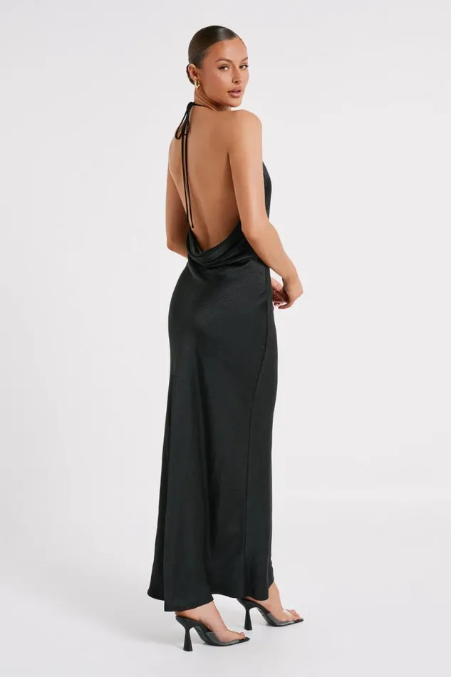 Women Meshki Dresses Sammy Satin Halter Maxi Dress 8211 Black