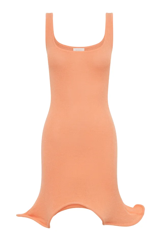 Women Meshki Dresses Sandra Square Neck Knit Mini Dress 8211 Orange