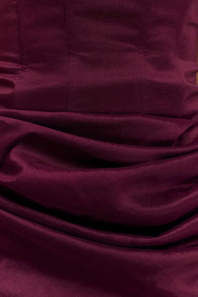 Women Meshki Dresses Sasha Taffeta Strapless Corset Mini Dress 8211 Plum