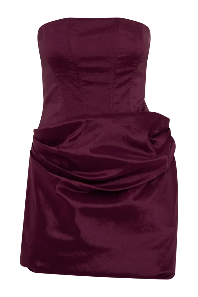 Women Meshki Dresses Sasha Taffeta Strapless Corset Mini Dress 8211 Plum