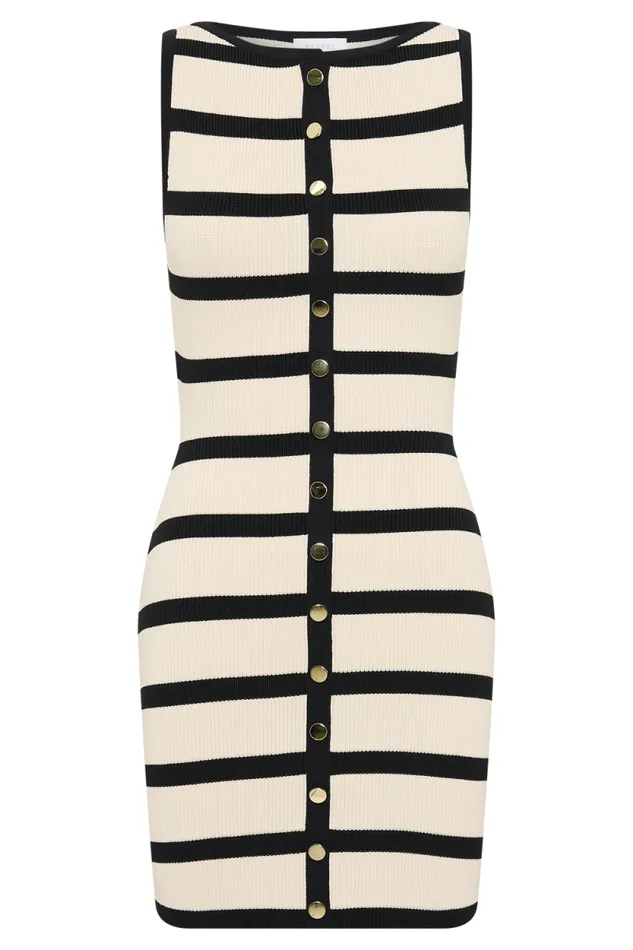 Women Meshki Dresses Sawyer Stripe Knit Mini Dress 8211 BlackCream