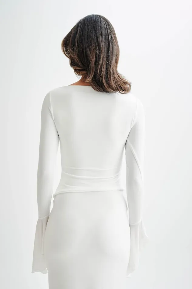 Women Meshki Dresses Stevie Bell Sleeve Slinky Top 8211 White