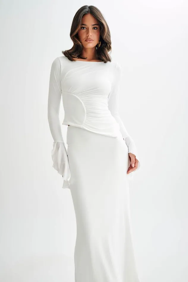 Women Meshki Dresses Stevie Bell Sleeve Slinky Top 8211 White
