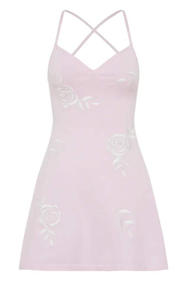 Women Meshki Dresses Victorie Rose Knit Mini Dress 8211 Fairy Floss Pink