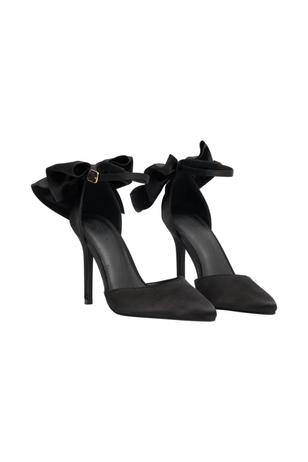 Women Meshki Shoes Charmed Satin Bow Heel 8211 Black