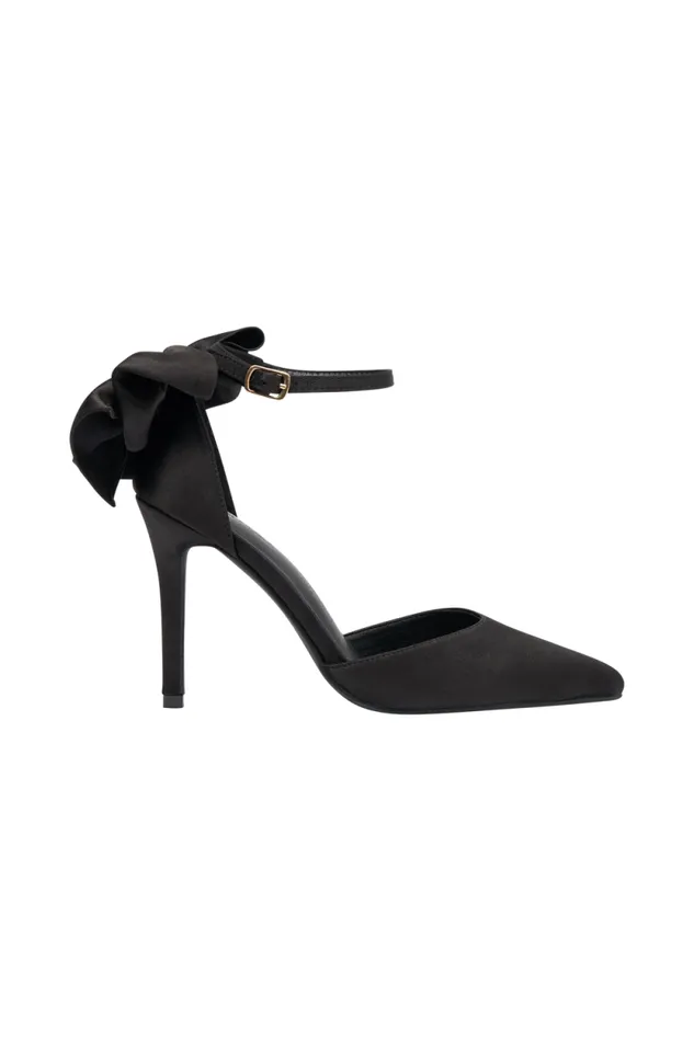 Women Meshki Shoes Charmed Satin Bow Heel 8211 Black