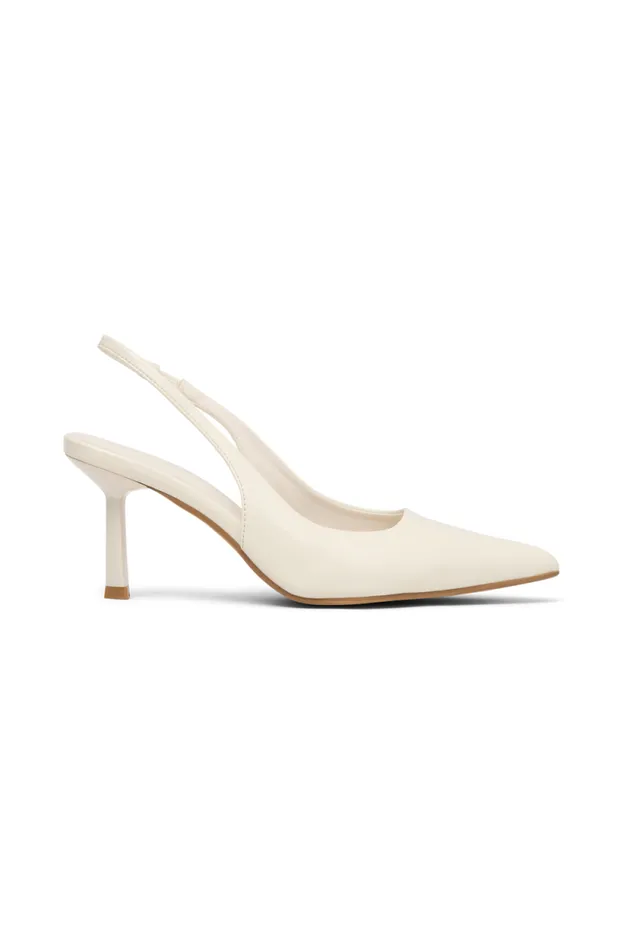 Women Meshki Shoes Dasha Patent Sling Back Heels 8211 Ivory