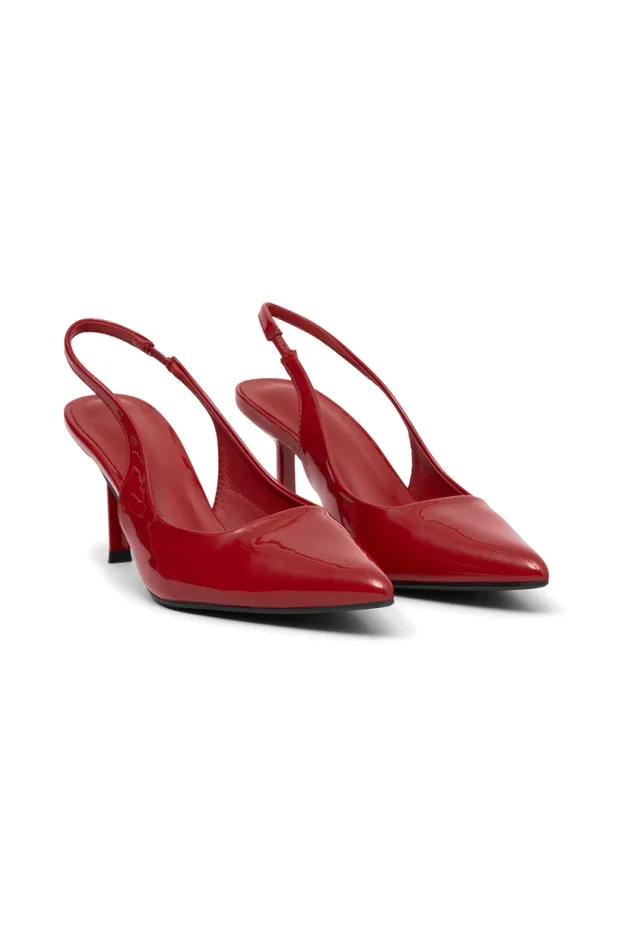 Women Meshki Shoes Dasha Patent Sling Back Heels 8211 Red