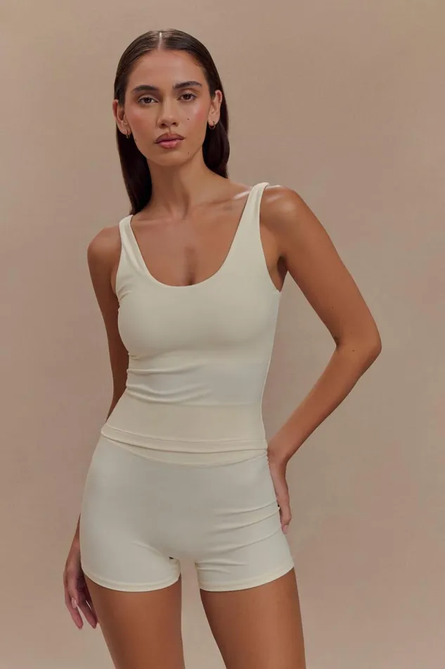 Women Meshki Tops Alexandra Yoga Top 8211 Ivory