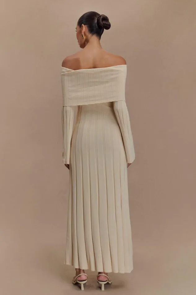 Women Meshki Tops Alonza Long Sleeve Knit Midi Dress 8211 Cream