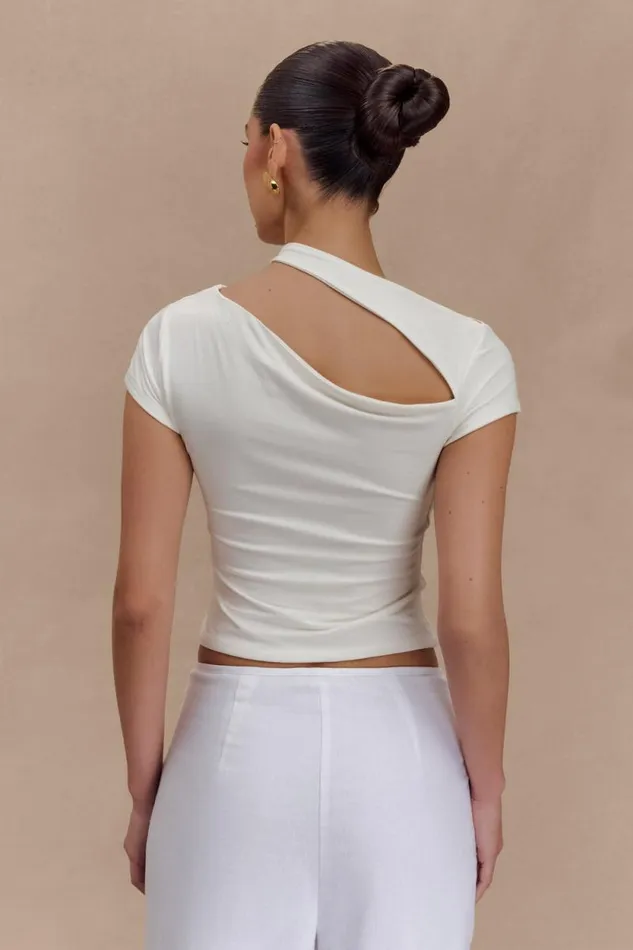 Women Meshki Tops Aurelie Cut Out Short Sleeve Top 8211 Ivory